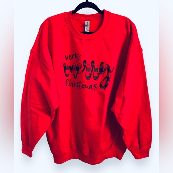 *NEW* Red Very Merry Christmas Sweatshirt Size 2XL - Picture 1 of 6